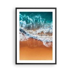 Plakat w czarnej ramie - Widok z lotu ptaka na fale oceanu i plażę - 50x70cm - Zawsze w parze - Nowoczesna dekoracja ścienna do salonu i sypialni ARTTOR
