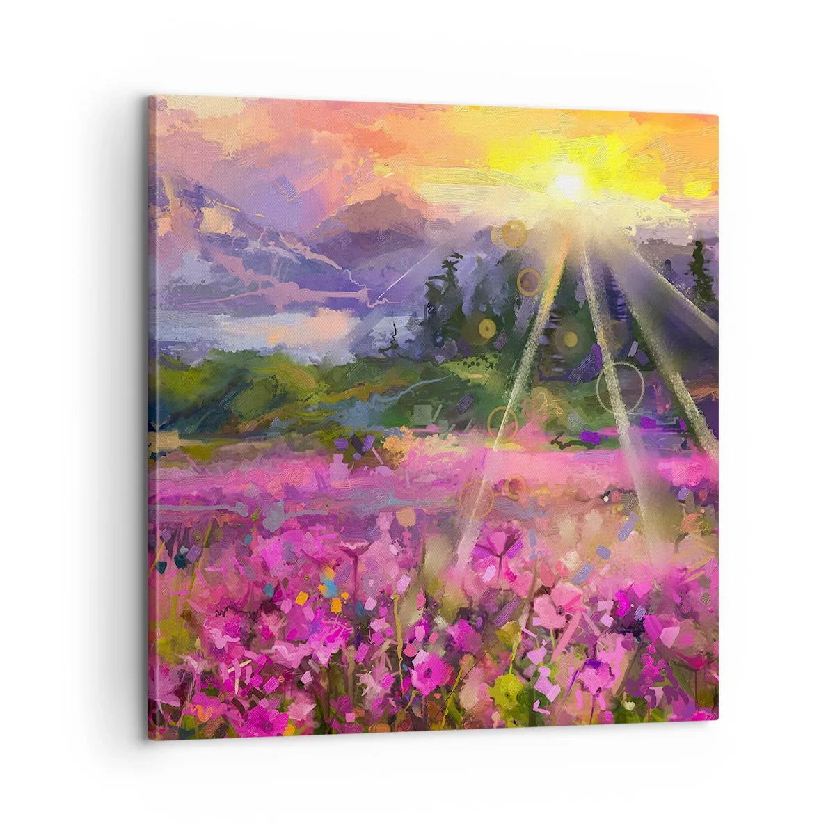 Obraz na płótnie - W dolinie pod opieką słońca - 60x60 cm