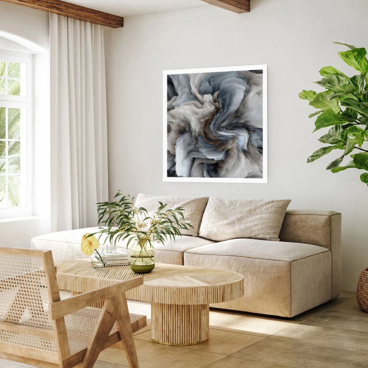 Plakat - Kamień i kwiat - 40x40 cm