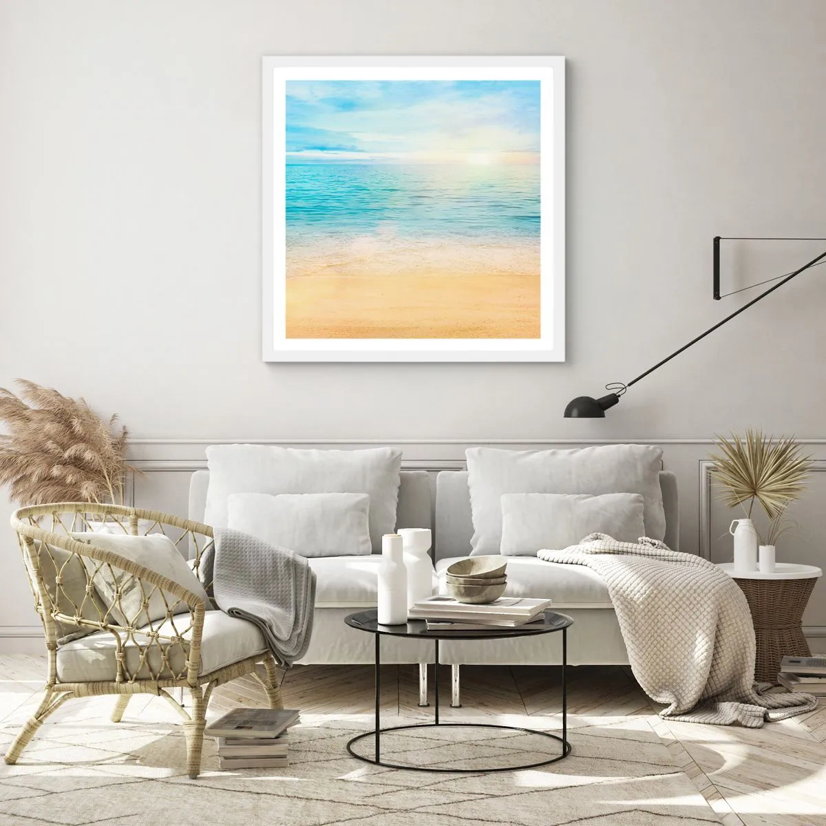 Plakat w białej ramie - Wielki błękit - 40x40 cm