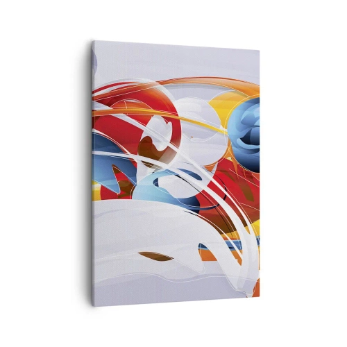 Obraz na płótnie - Kolorowa abstrakcja z dynamicznymi liniami - 50x70cm - Taniec żywiołów - Nowoczesna dekoracja ścienna do salonu, kuchni i sypialni ARTTOR
