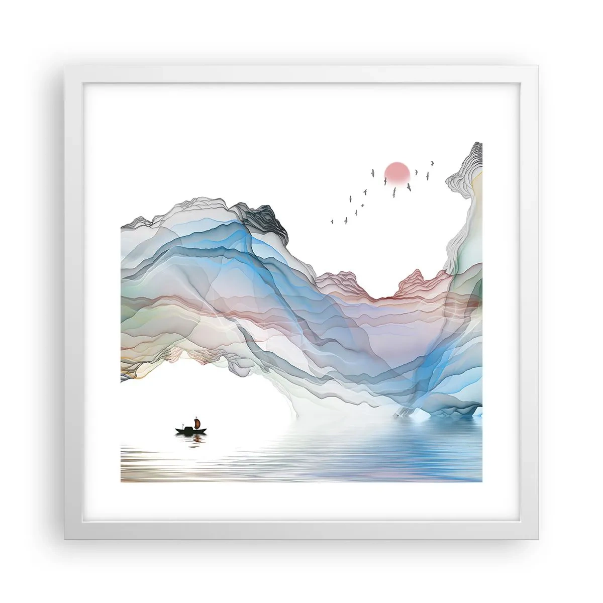 Plakat w białej ramie - Ku kryształowym górom - 40x40 cm