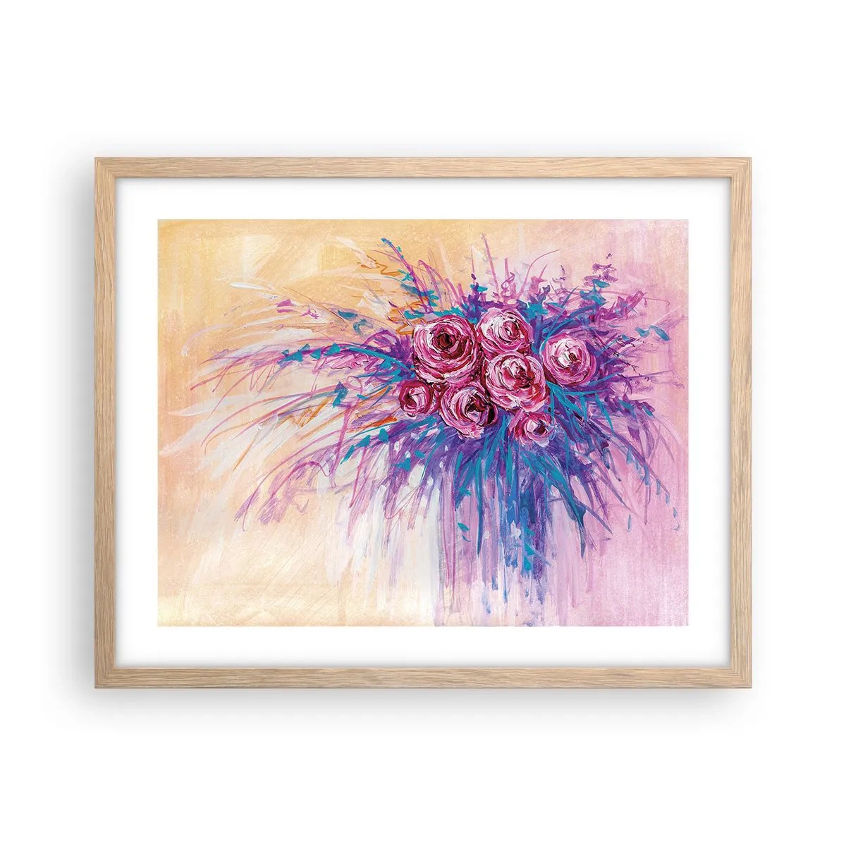 Plakat w ramie jasny dąb - Różana fontanna - 50x40 cm