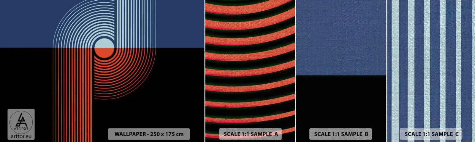 Fototapeta Próbka Premium Canvas - W geometrycznym uścisku - Abstrakcja, Grafika, Lineart - 100x30 cm