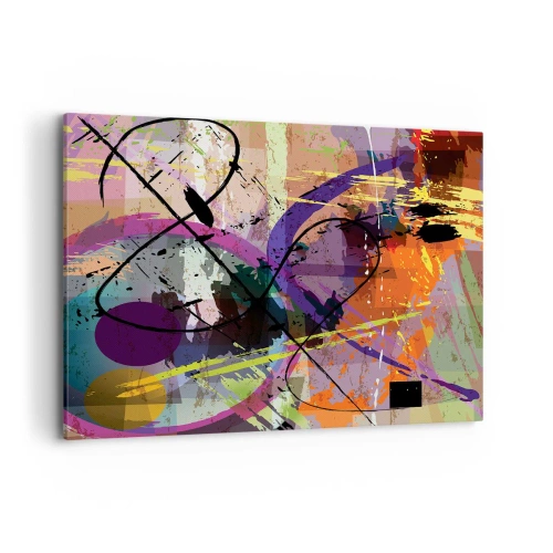 Obraz na płótnie - Kolorowy abstrakcyjny wzór z dynamicznymi liniami i kształtami - 120x80cm - Można wprost lub naokoło - Nowoczesna dekoracja ścienna do salonu, kuchni i sypialni ARTTOR