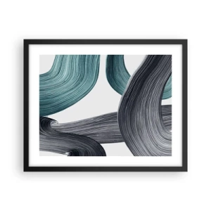 Plakat w czarnej ramie - Szmaragdowe i czarne szlaki - 50x40 cm