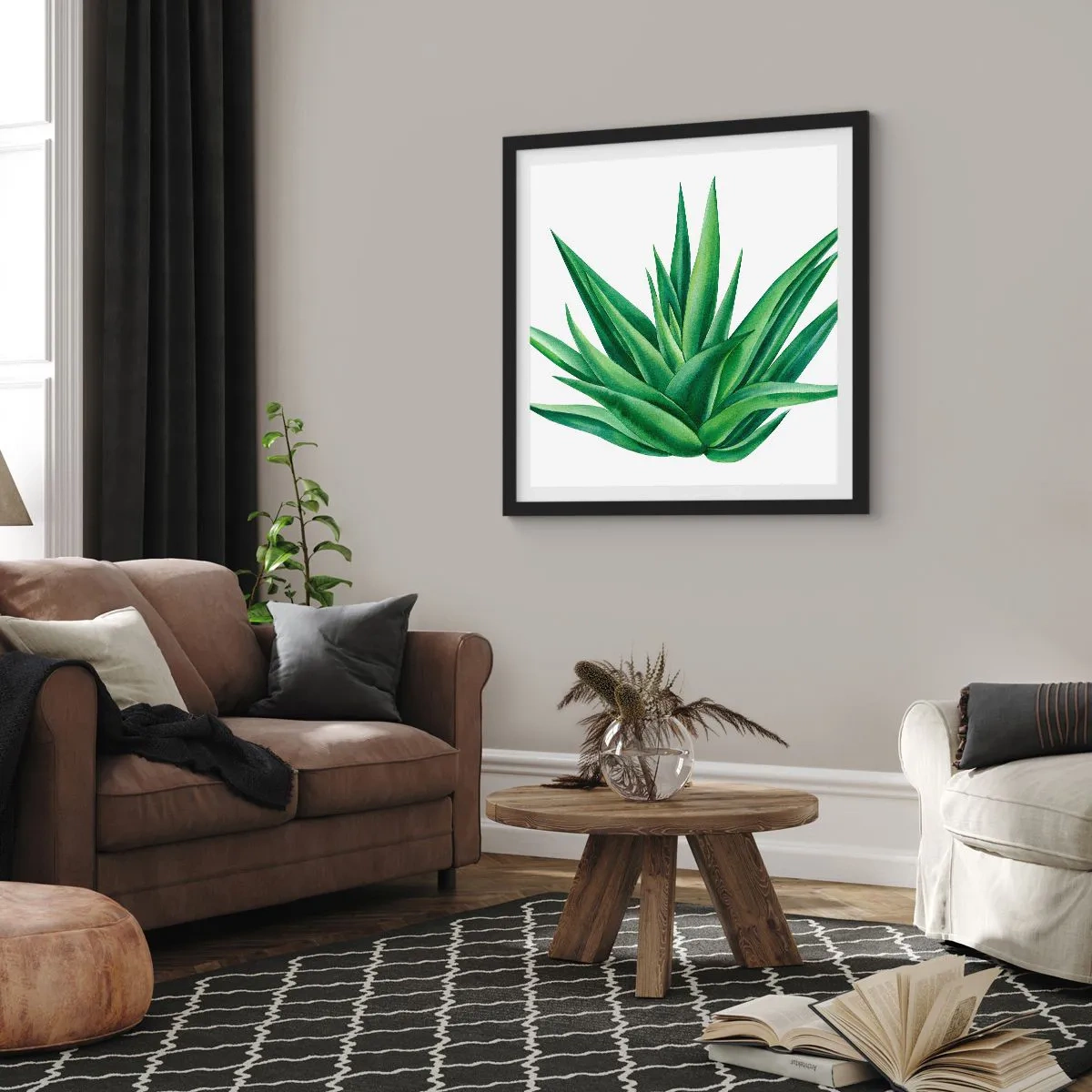 Plakat w czarnej ramie - Zieleń – siła – życie - 30x30 cm