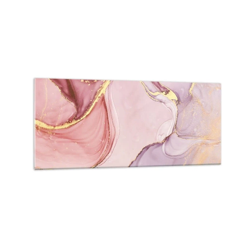 Obraz na szkle - Delikatne abstrakcyjne wzory w odcieniach różu i złota - 120x50cm - Pieszczota barw - Nowoczesna dekoracja ścienna do salonu i sypialni ARTTOR