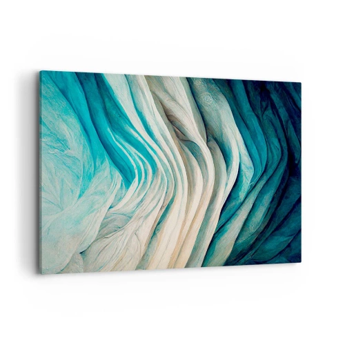 Obraz na płótnie - Dynamiczne fale w odcieniach błękitu i bieli - 100x70cm - Błękitne nienasycenie - Nowoczesna dekoracja ścienna do salonu, kuchni i sypialni ARTTOR