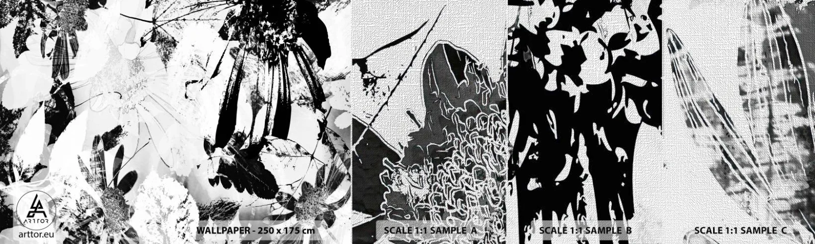 Fototapeta Próbka Premium Canvas - Jesień w negatywie - Abstrakcja, Kwiaty, Grafika - 100x30 cm