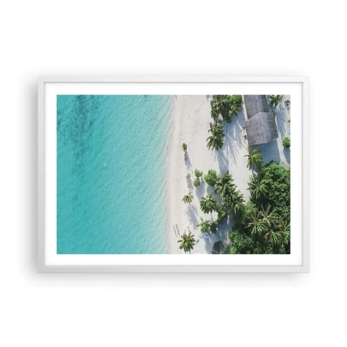 Plakat w białej ramie - Wakacje w raju - 70x50 cm