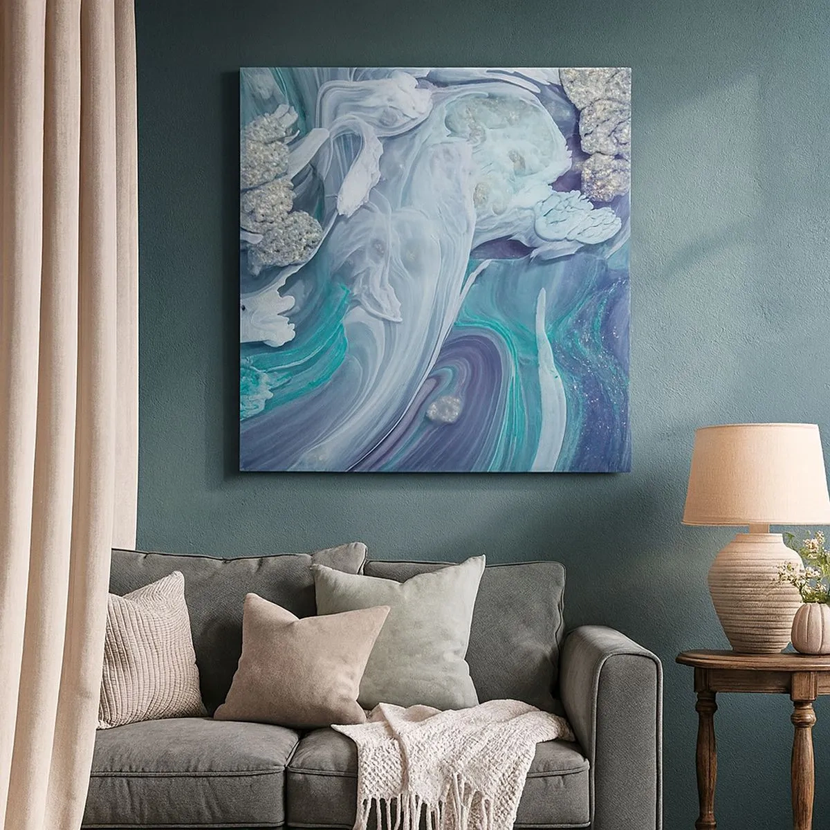 Obraz na płótnie - Nurty błękitu - 30x30 cm