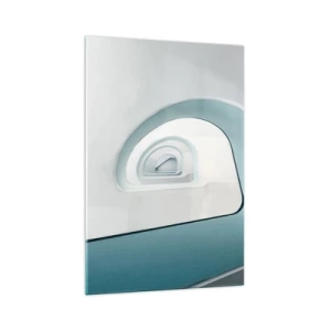 Obraz na szkle - Minimalistyczna architektura z zaokrąglonymi liniami - 70x100cm - Do dna błękitu - Nowoczesna dekoracja ścienna do salonu i sypialni ARTTOR