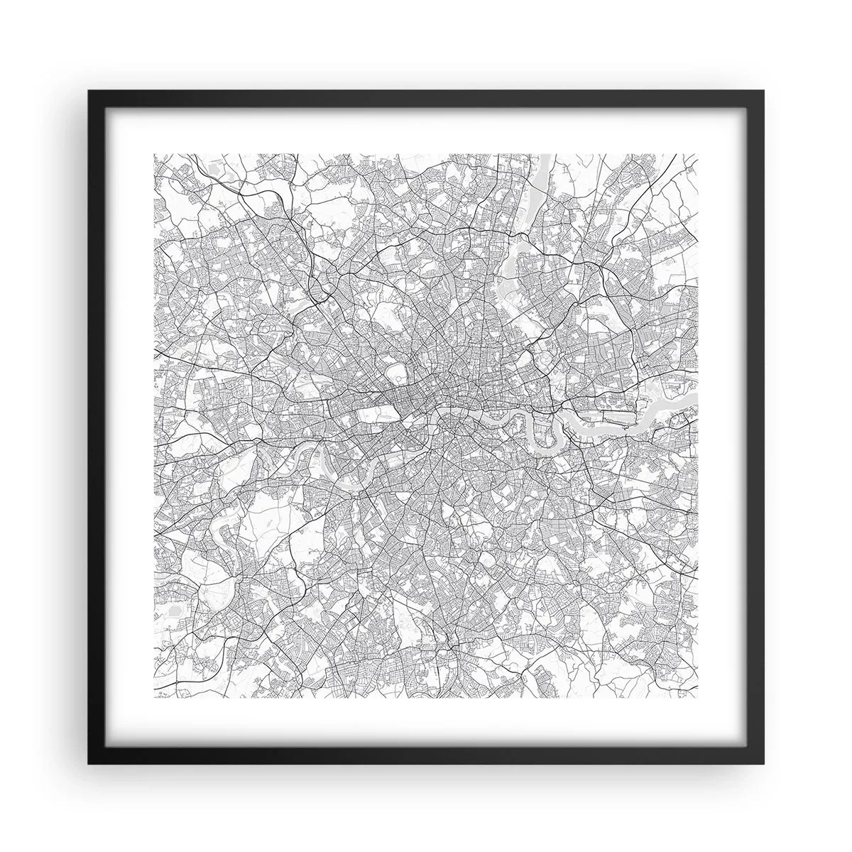 Plakat w czarnej ramie - Mapa londyńskiego labiryntu - 50x50 cm