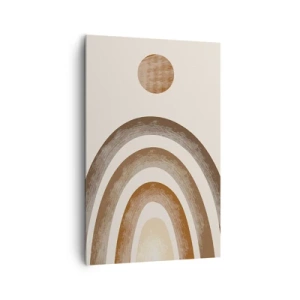 Obraz na płótnie - Geometryczny motyw planetarny w odcieniach brązu - 80x120cm - W odległej galaktyce - Nowoczesna dekoracja ścienna do salonu i sypialni ARTTOR