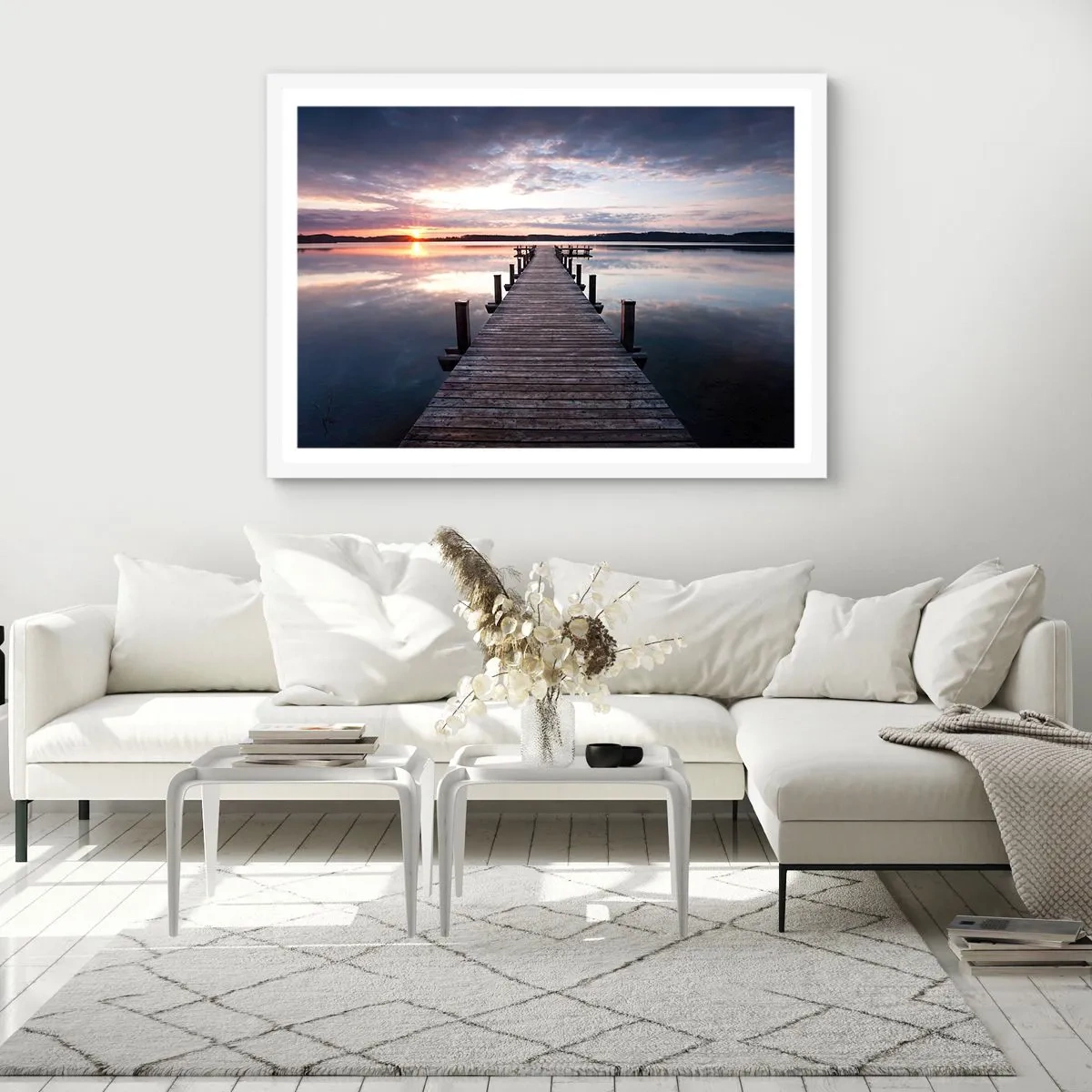 Plakat w białej ramie - Cicha granica dnia i nocy - 50x40 cm