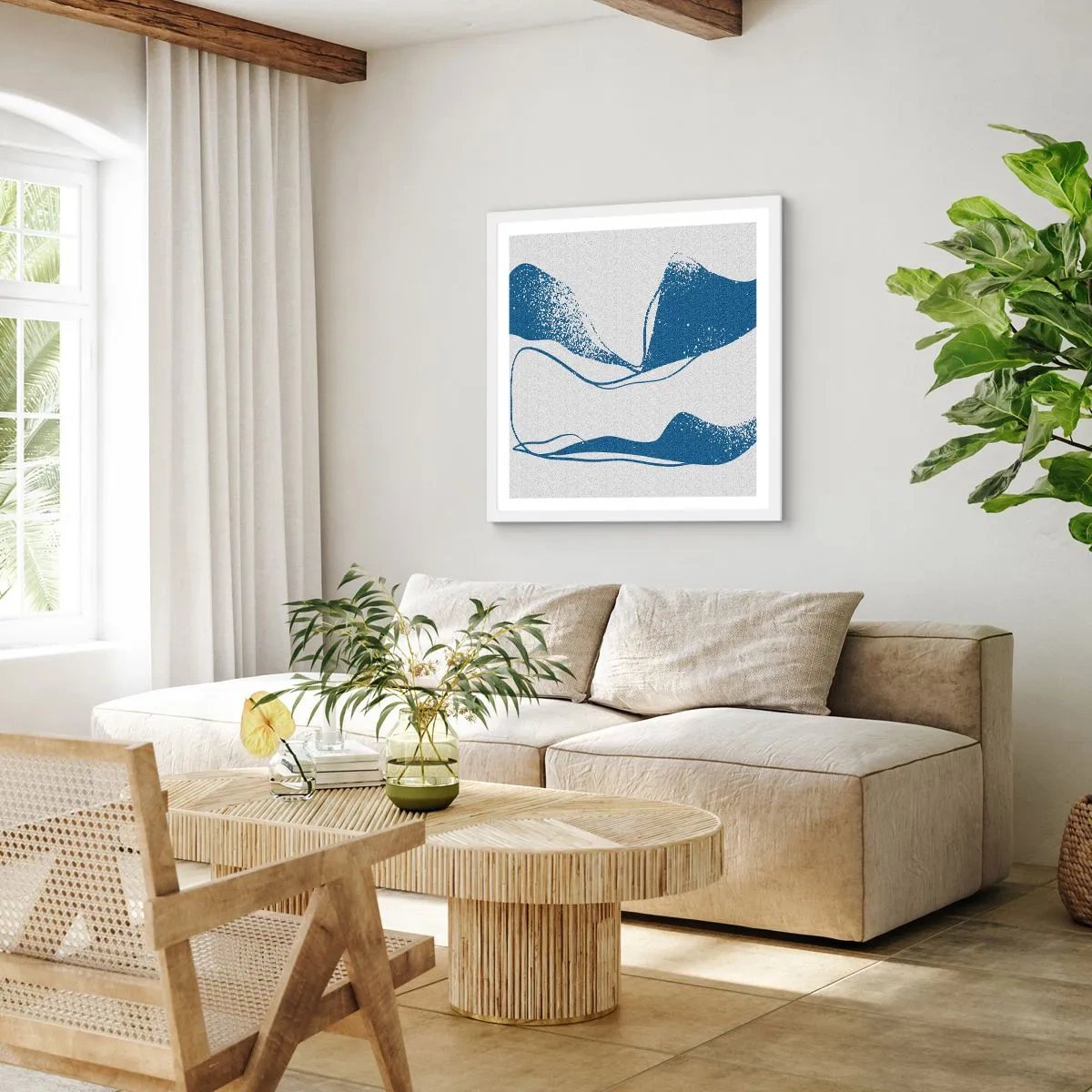 Plakat w białej ramie - Abstrakcja uskrzydlona - 40x40 cm