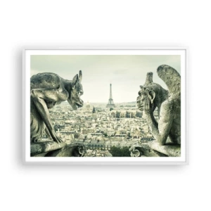 Plakat w białej ramie - Paryskie pogaduchy - 100x70 cm