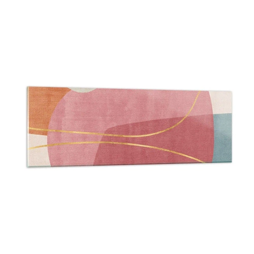 Obraz na szkle - Pastelowa kompozycja z nicią złota - 90x30 cm