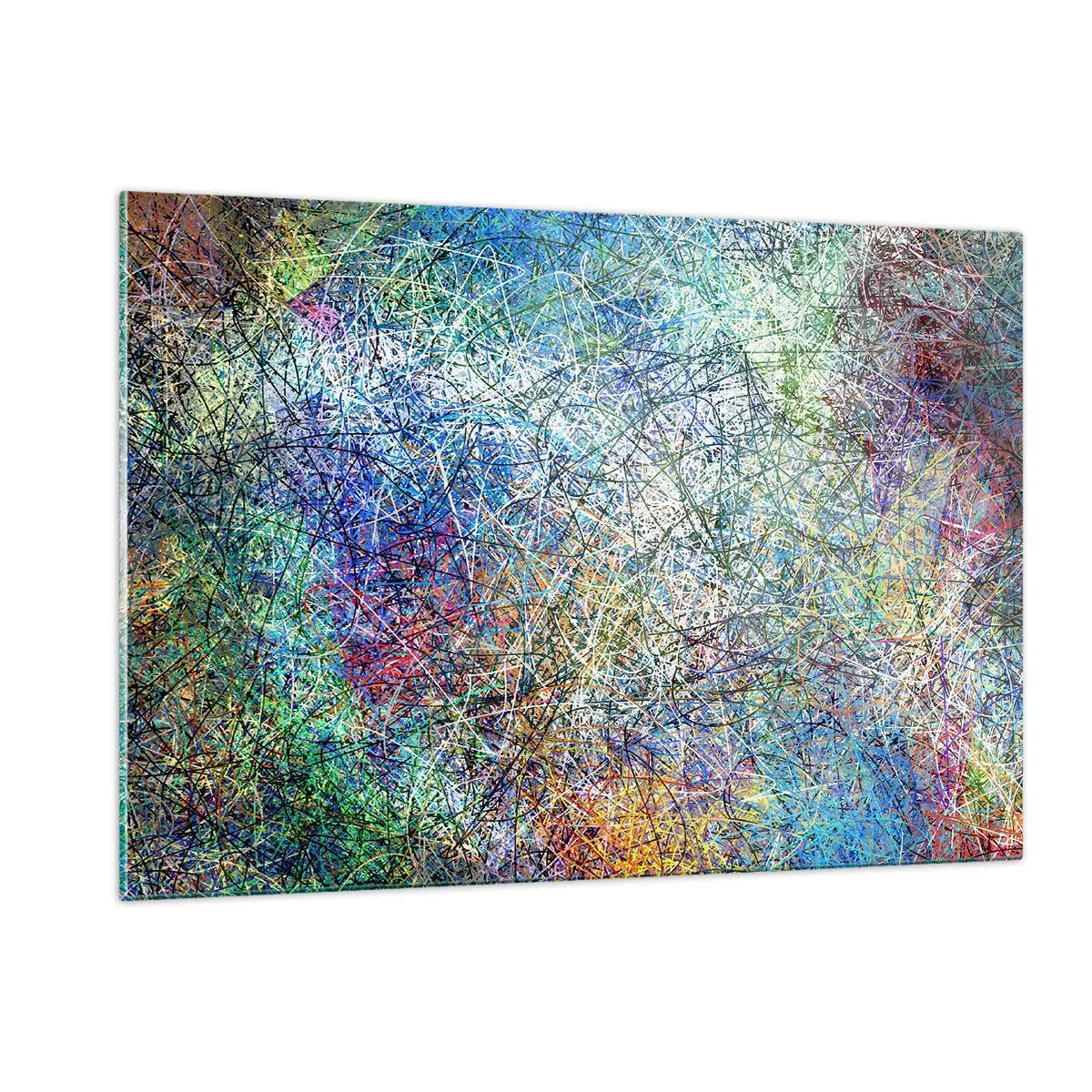 Obraz na szkle - Kolorowa abstrakcja z dynamicznymi liniami - 120x80cm - To nie takie proste - Nowoczesna dekoracja ścienna do salonu, kuchni i sypialni ARTTOR