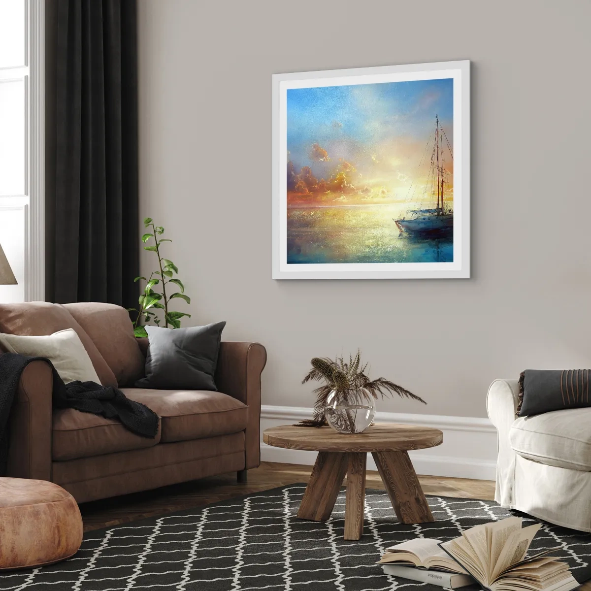 Plakat w białej ramie - W złotej zatoce - 60x60 cm