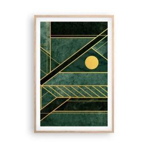 Plakat w ramie jasny dąb - Dynamika złota i lazuru - 61x91 cm