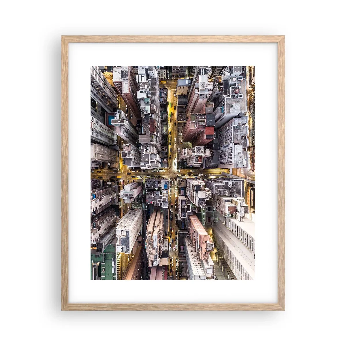 Plakat w ramie jasny dąb - Pozdrowienia z Hongkongu - 40x50 cm
