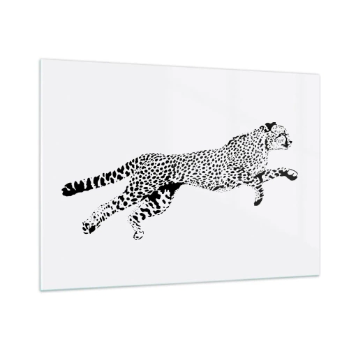 Obraz na szkle - Ilustracja przedstawiająca geparda w skoku - 100x70cm - Najszybszy na Ziemi - Nowoczesna dekoracja ścienna do salonu, kuchni i sypialni ARTTOR