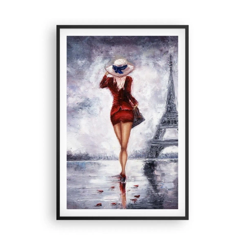 Plakat w czarnej ramie - Paryskie symbole - 61x91 cm