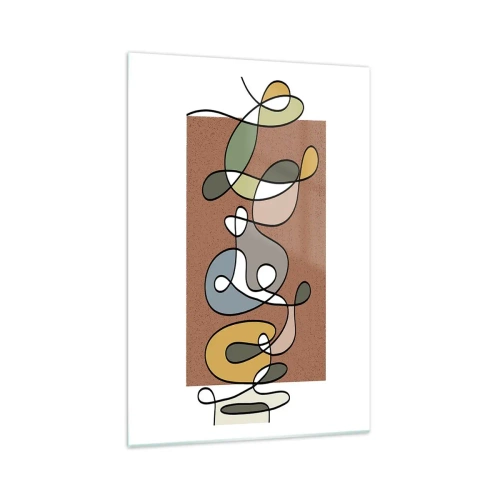 Obraz na szkle - Kolorowa abstrakcja z plamami i liniami - 70x100cm - Abstrakcja warta uśmiechu - Nowoczesna dekoracja ścienna do salonu i sypialni ARTTOR