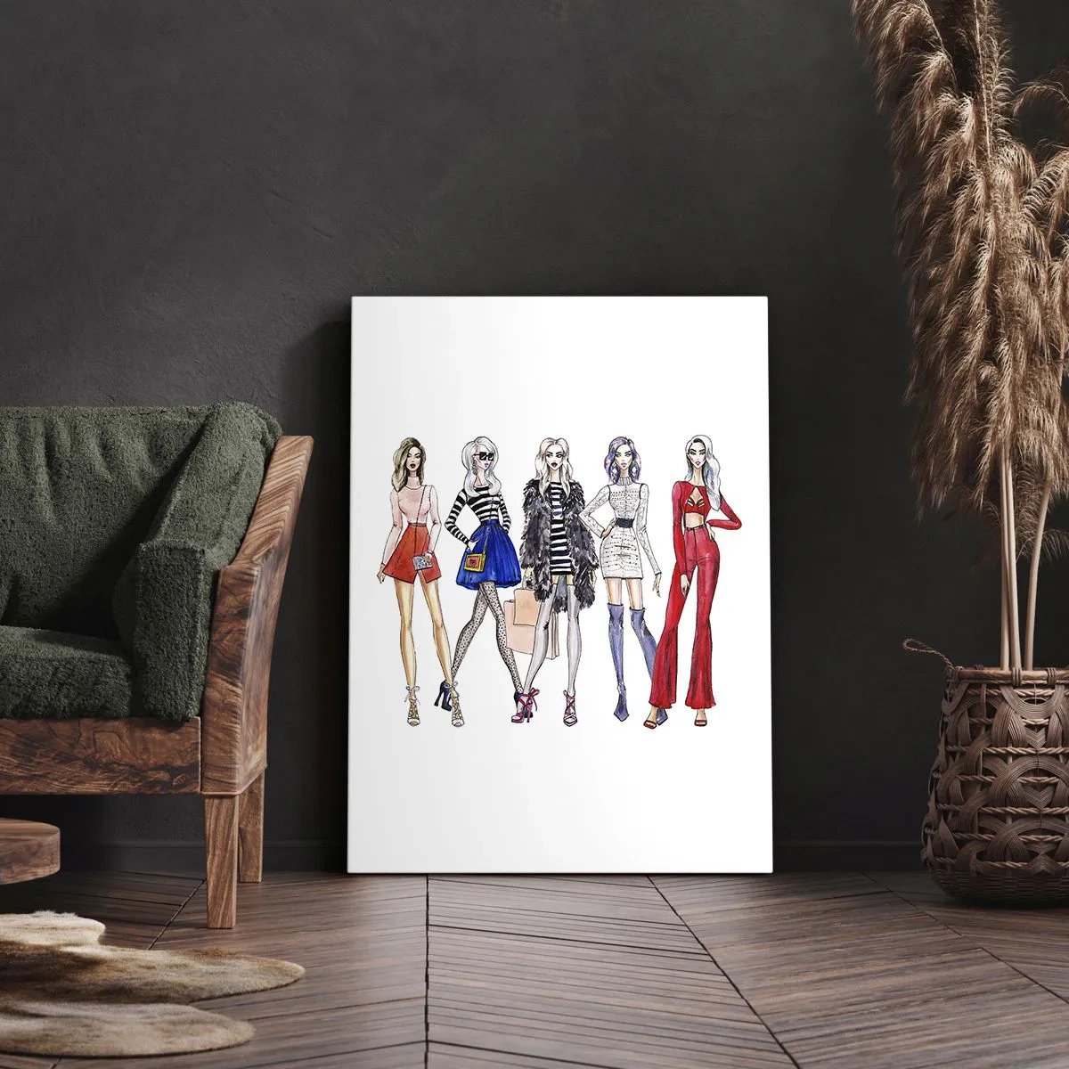 Obraz na płótnie - Ilustracja modowych sylwetek w nowoczesnym stylu - 50x70cm - Every week Fashion Week - Nowoczesna dekoracja ścienna do salonu, kuchni i sypialni ARTTOR