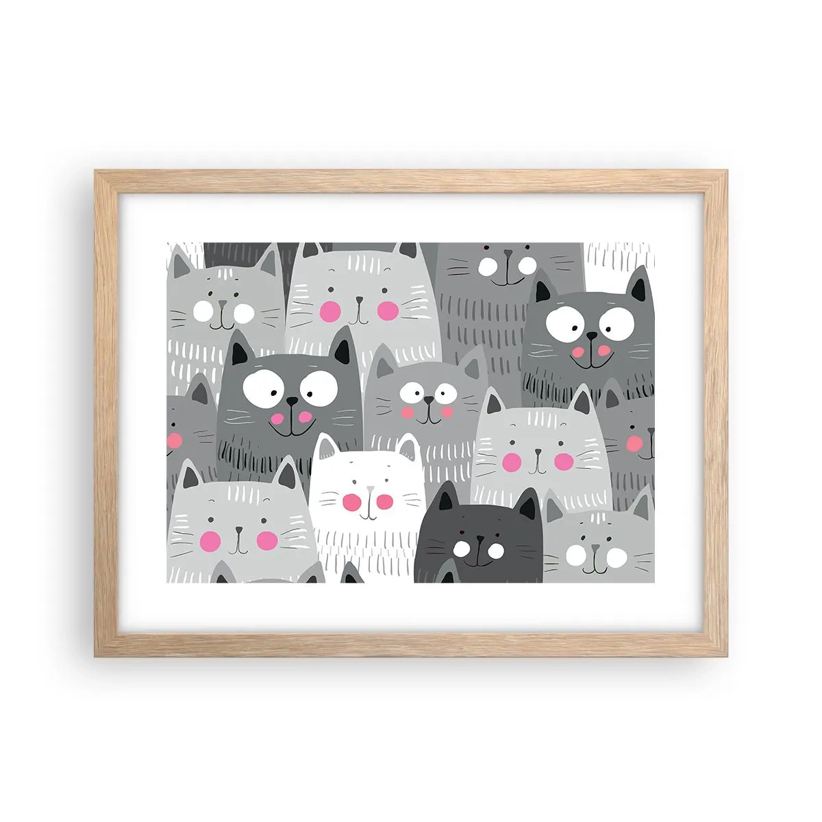 Plakat w ramie jasny dąb - Koci świat - 40x30 cm