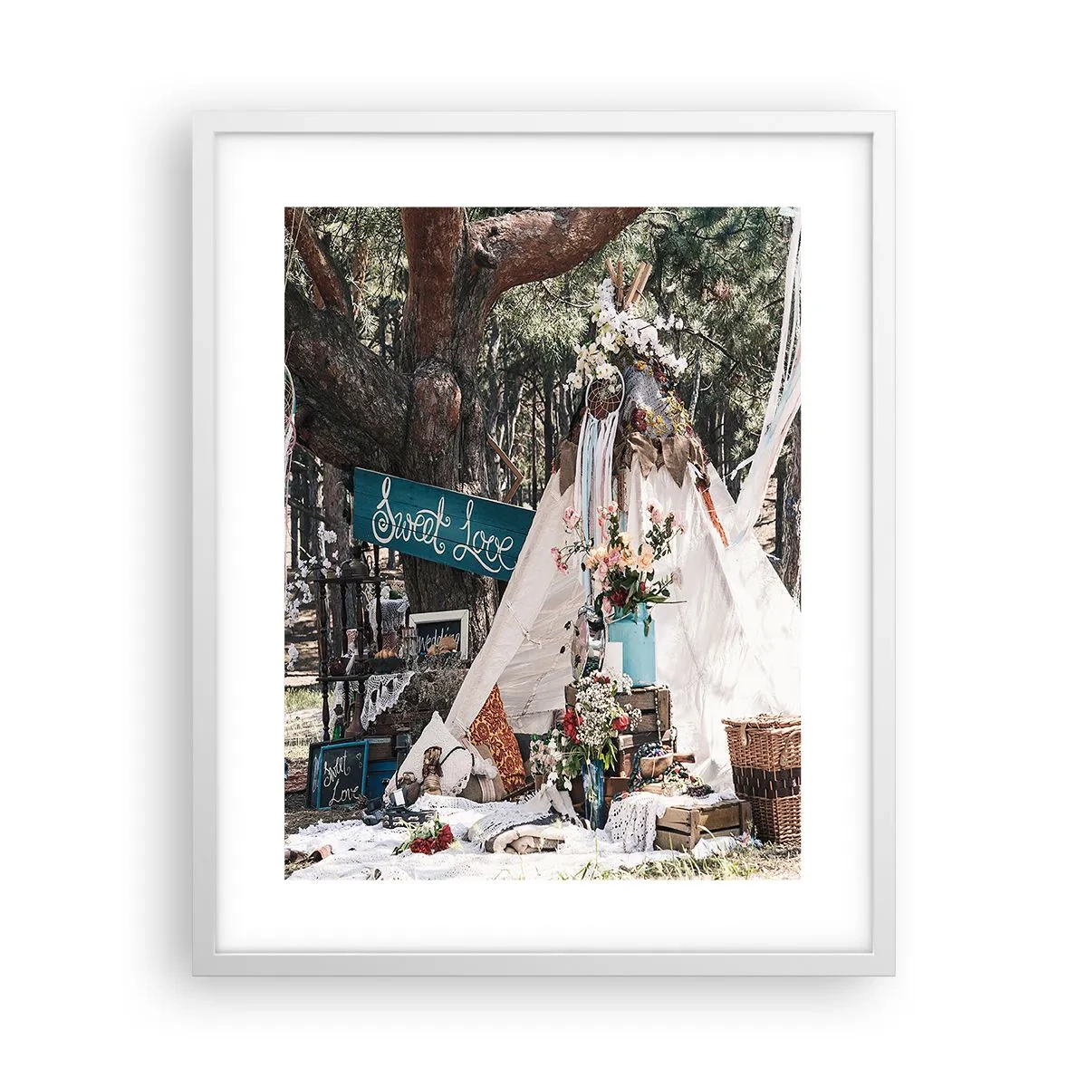 Plakat w białej ramie - Make love… - 40x50 cm