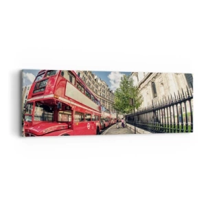 Obraz na płótnie - Londyńska ulica w szarości i czerwieni - 90x30 cm