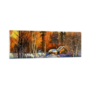 Obraz na szkle - Zimowa impresja w słońcu - 90x30 cm
