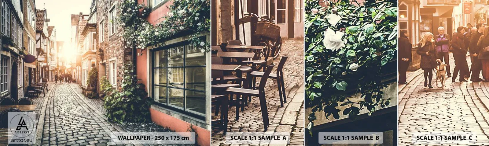 Fototapeta Próbka Samoprzylepna Deluxe Sticker - Różany zaułek w różowym blasku - Miasto, Holandia, Architektura - 100x30 cm