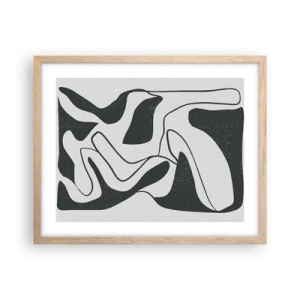 Plakat w ramie jasny dąb - Abstrakcyjna zabawa w labiryncie - 50x40 cm