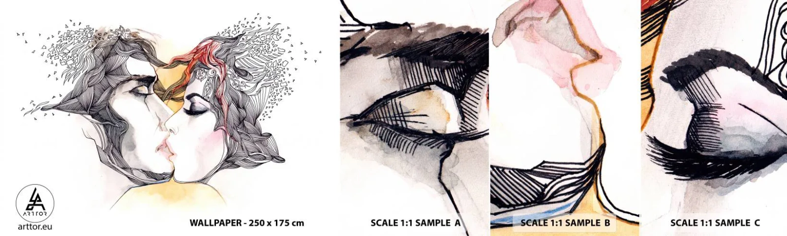 Fototapeta Próbka Standard Eco - Świat nie istnieje - Abstrakcja, Para Zakochanych, Pocałunek - 100x30 cm