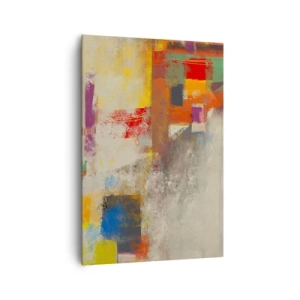 Obraz na płótnie - Kolorowa abstrakcja z geometrycznymi kształtami - 70x100cm - Geometria barw - Nowoczesna dekoracja ścienna do salonu i sypialni ARTTOR