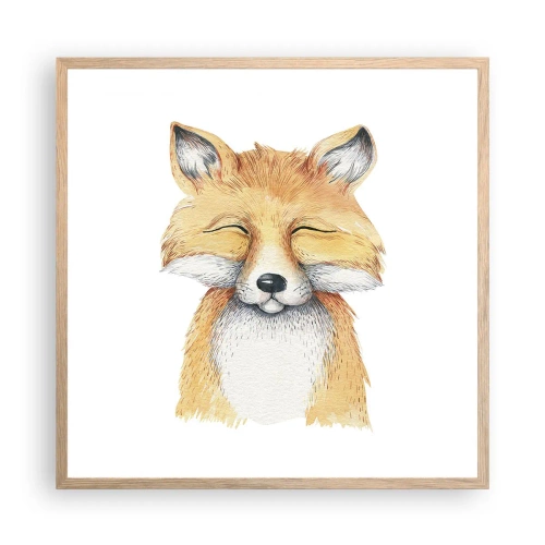 Plakat w ramie jasny dąb - Lisie humory - 60x60 cm