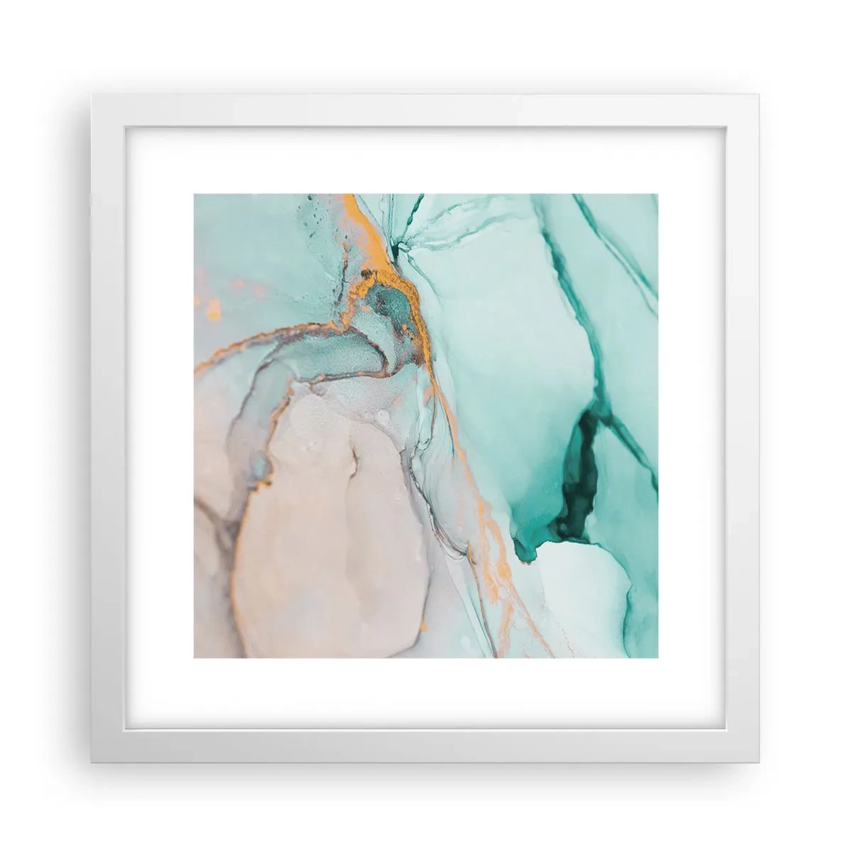 Plakat w białej ramie - Taniec kształtów i barw - 30x30 cm