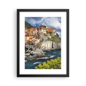 Plakat w czarnej ramie - Gromadka przytulona do skał - 30x40 cm