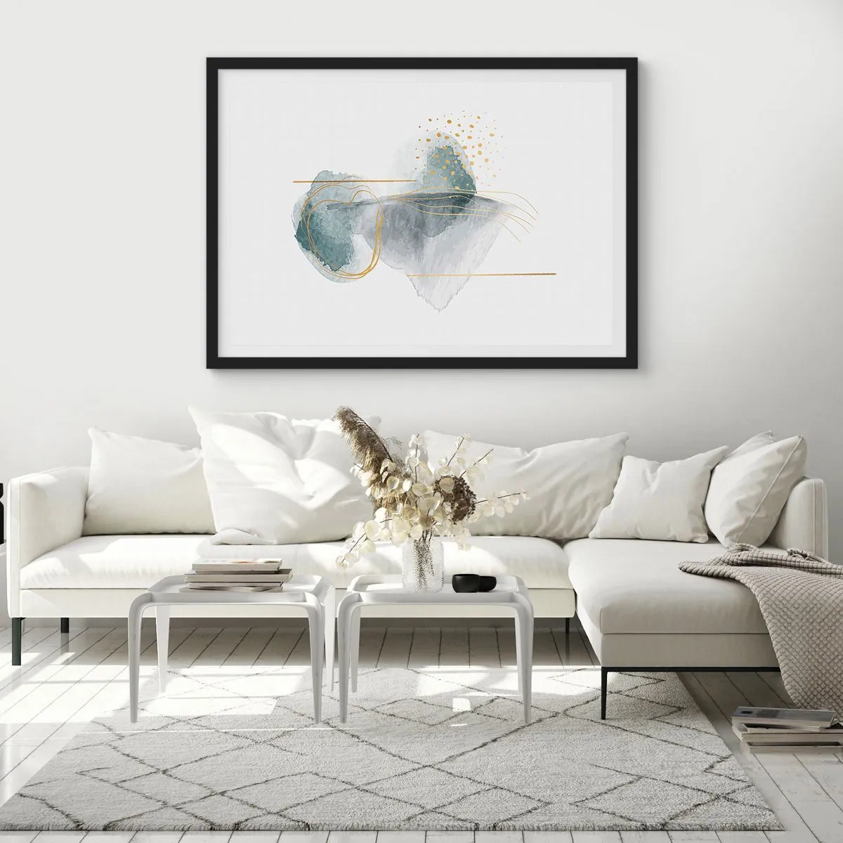 Plakat w czarnej ramie - O związkach szarości i złota - 50x40 cm