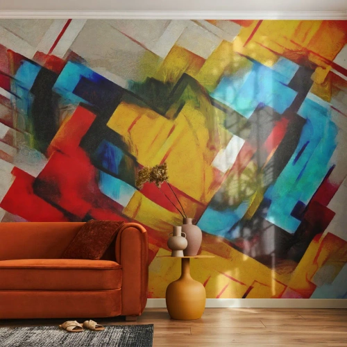 Fototapeta Samoprzylepna Deluxe Sticker - Różnobarwny przekładaniec - Abstrakcja, Kubizm, Sztuka - 250x175 cm