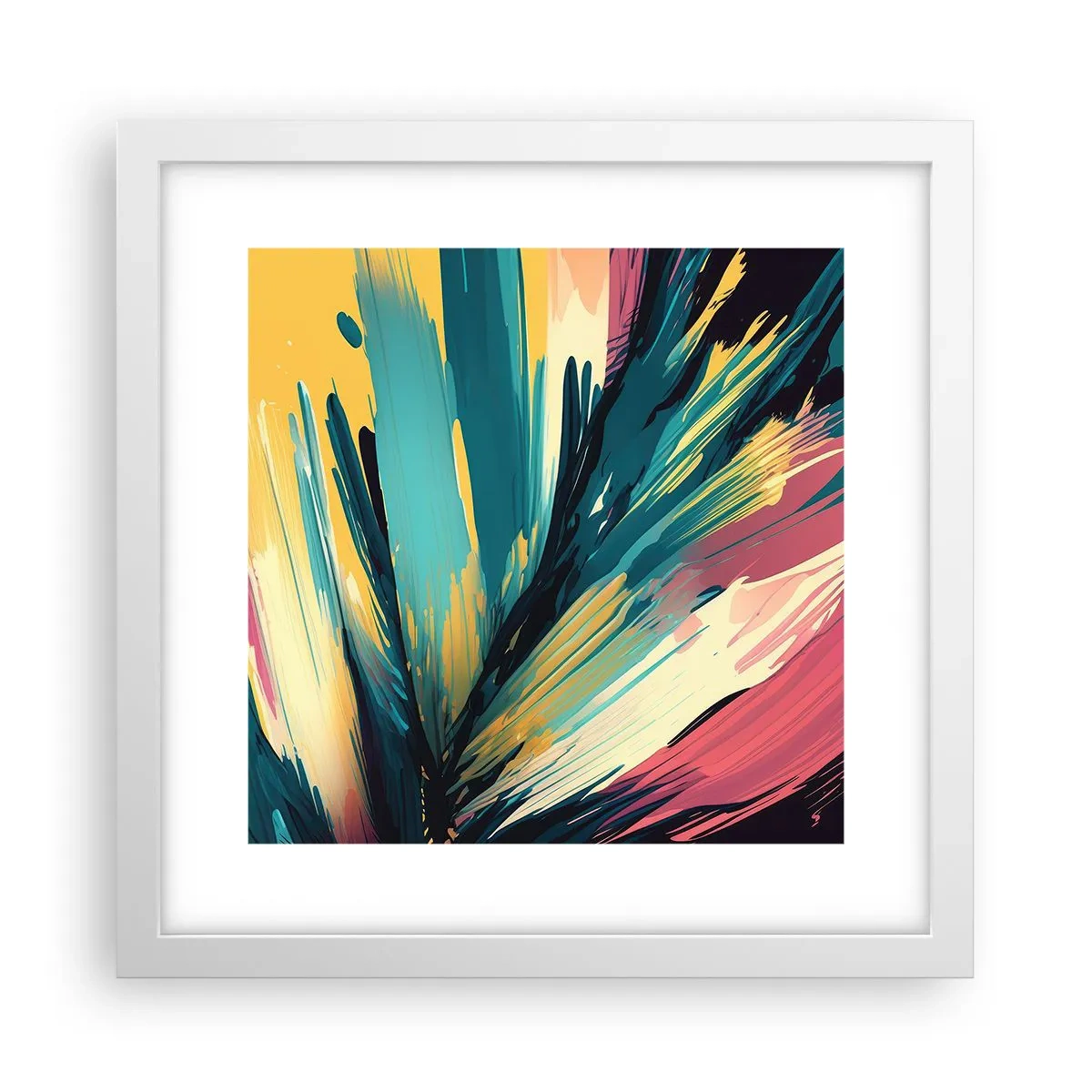 Plakat w białej ramie - Kompozycja – eksplozja radości - 30x30 cm