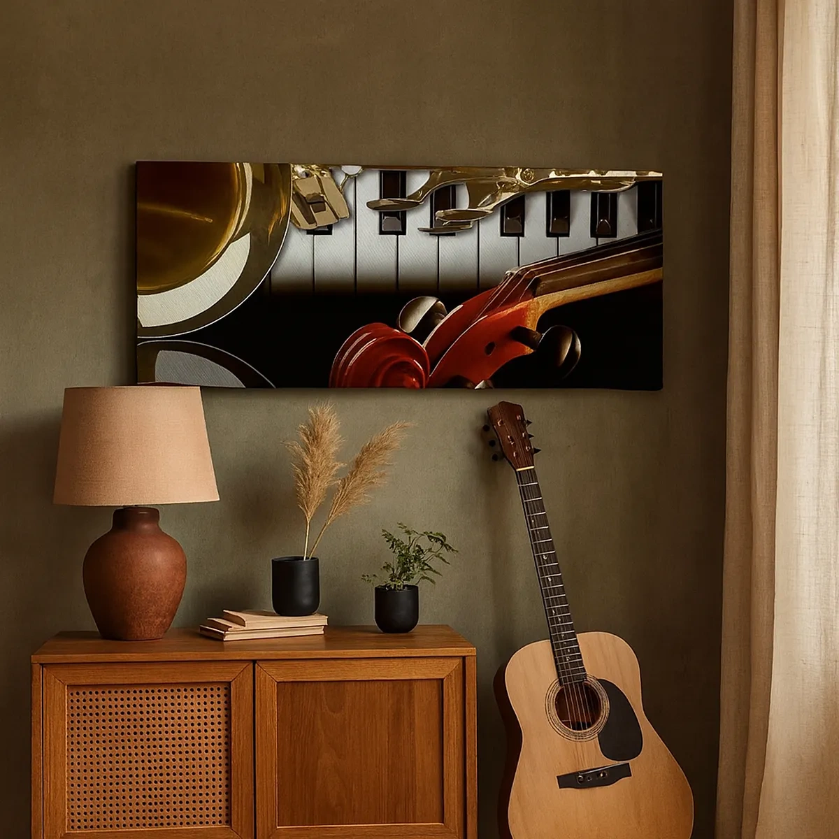 Obraz na płótnie - Blacha, drewno i kość słoniowa - 30x30 cm