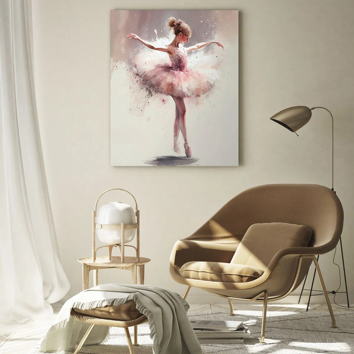 Obraz na szkle - Baletnica w różowej sukience wirująca w tańcu - 70x100cm - Jak młody ptak - Nowoczesna dekoracja ścienna do salonu i sypialni ARTTOR