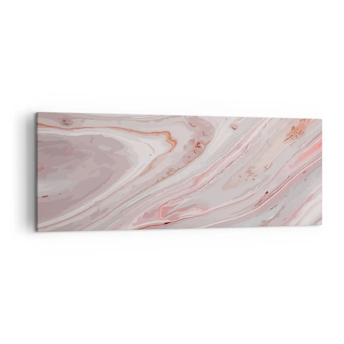 Obraz na płótnie - Abstrakcyjne fale w delikatnych odcieniach różu i beżu - 140x50cm - Różowy w płynie - Nowoczesna dekoracja ścienna do salonu i sypialni ARTTOR