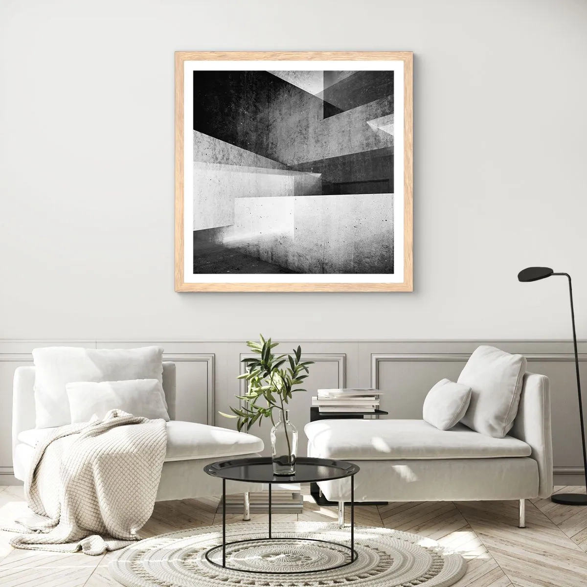 Plakat w ramie jasny dąb - Struktura przestrzeni - 40x40 cm