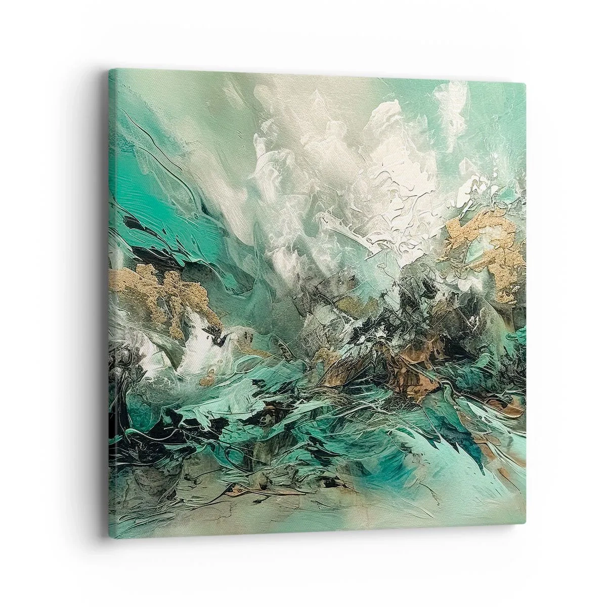 Obraz na płótnie - Szmaragdowo-czarna kipiel - 40x40 cm